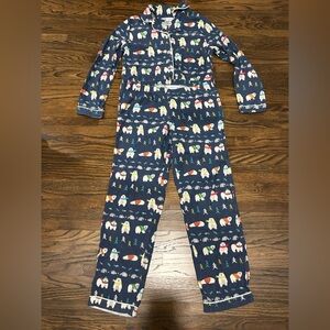 The Company Store Blue Animal Print Button Down Pajamas